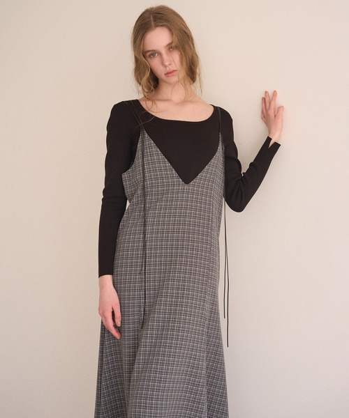 MIELI INVARIANT(ミエリインヴァリアント)の「Check Panel Flare Dress(ジャンパースカート・レディース・ブラウン系その他/グレー系その他・FREE)」の13枚目の写真