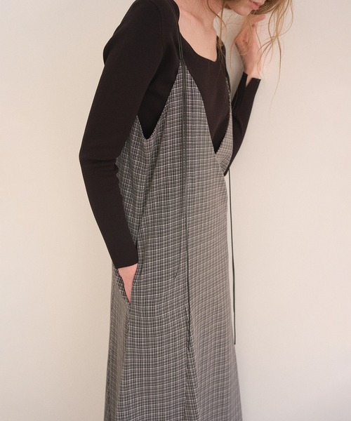 MIELI INVARIANT(ミエリインヴァリアント)の「Check Panel Flare Dress(ジャンパースカート・レディース・ブラウン系その他/グレー系その他・FREE)」の12枚目の写真