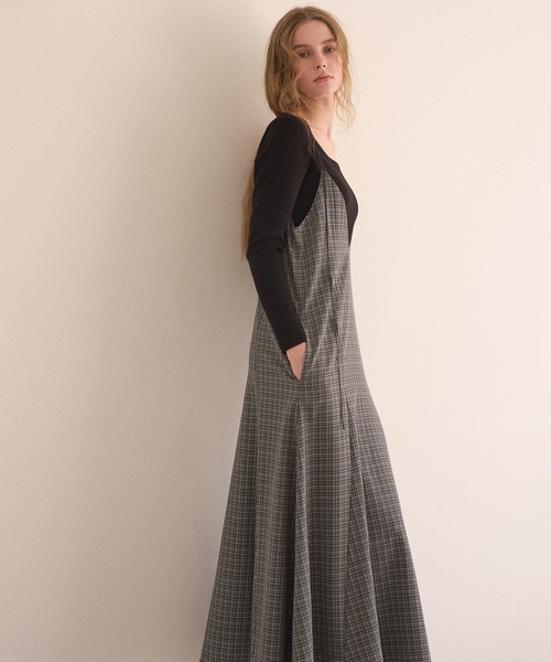 MIELI INVARIANT(ミエリインヴァリアント)の「Check Panel Flare Dress(ジャンパースカート・レディース・ブラウン系その他/グレー系その他・FREE)」の18枚目の写真