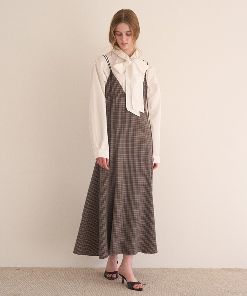 MIELI INVARIANT(ミエリインヴァリアント)の「Check Panel Flare Dress(ジャンパースカート・レディース・ブラウン系その他/グレー系その他・FREE)」の10枚目の写真