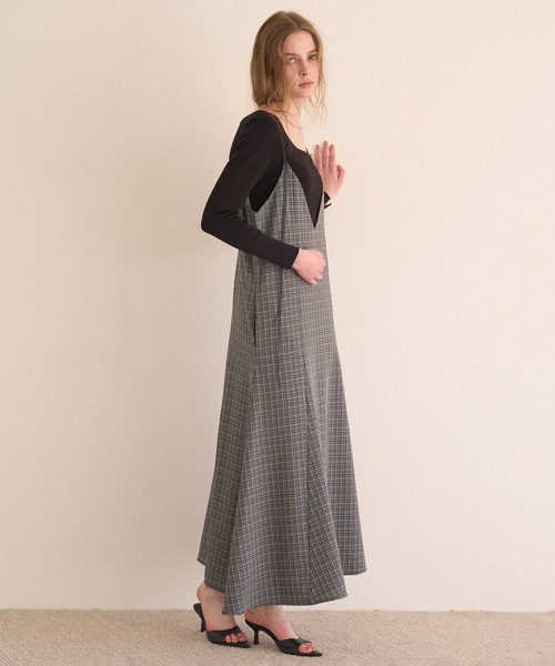 MIELI INVARIANT(ミエリインヴァリアント)の「Check Panel Flare Dress(ジャンパースカート・レディース・ブラウン系その他/グレー系その他・FREE)」の20枚目の写真
