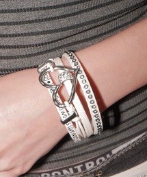 IMARI（イマリ）の「【 IMARI / イマリ 】 メタル ハート レザー ワイド バングル（ブレスレット）」