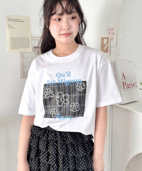 SOLLON.(ソルロン)の「チェックボックスロゴプリント半袖Tシャツ(Tシャツ/カットソー・レディース・ブルー/ブラック/グリーン/ピンク・FREE)」の2枚目の写真