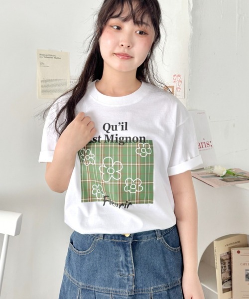 SOLLON.(ソルロン)の「チェックボックスロゴプリント半袖Tシャツ(Tシャツ/カットソー・レディース・ブルー/ブラック/グリーン/ピンク・FREE)」の10枚目の写真