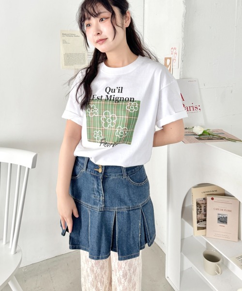 SOLLON.(ソルロン)の「チェックボックスロゴプリント半袖Tシャツ(Tシャツ/カットソー・レディース・ブルー/ブラック/グリーン/ピンク・FREE)」の13枚目の写真
