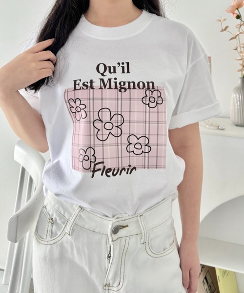 SOLLON.(ソルロン)の「チェックボックスロゴプリント半袖Tシャツ(Tシャツ/カットソー・レディース・ブルー/ブラック/グリーン/ピンク・FREE)」の22枚目の写真