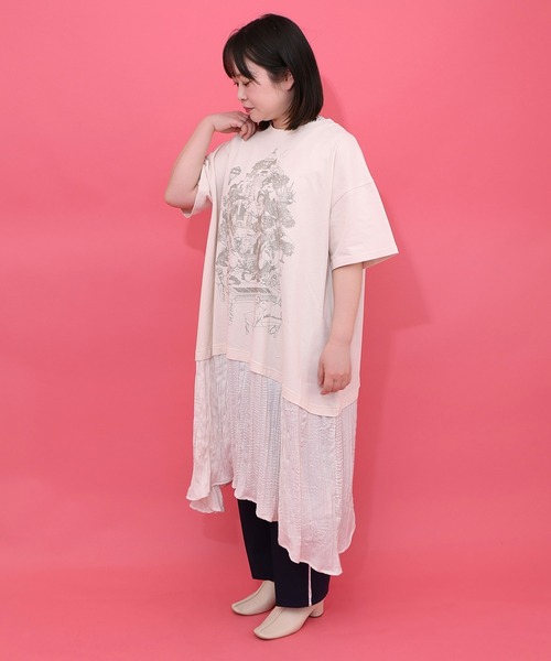 iS ScoLar(イズスカラー)の「561229:箔ラメ入りツリーハウス柄プリーツ切替ワンピース(ワンピース・レディース・アイボリー/グレー/ブラック・M)」の12枚目の写真