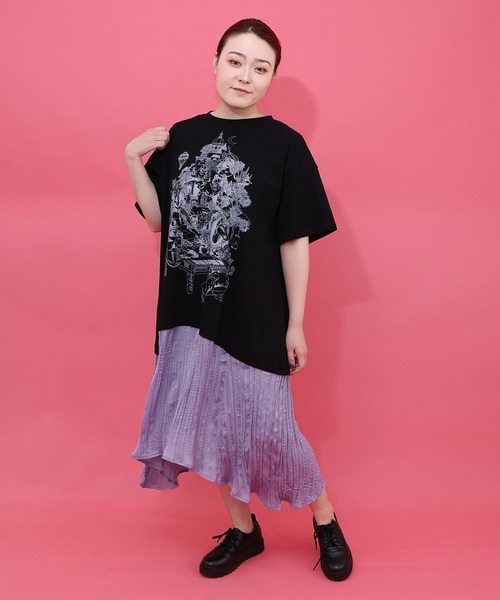iS ScoLar(イズスカラー)の「561229:箔ラメ入りツリーハウス柄プリーツ切替ワンピース(ワンピース・レディース・アイボリー/グレー/ブラック・M)」の17枚目の写真