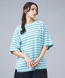 【FRUIT OF THE LOOM/フルーツ・オブ・ザ・ルーム】ピーチ起毛ボーダーTシャツ/半袖/マルチボーダー/クルーネック