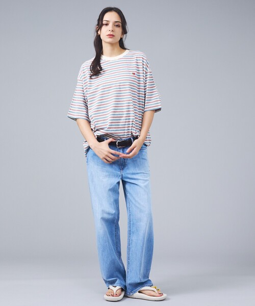FRUIT OF THE LOOM(フルーツオブザルーム)の「【FRUIT OF THE LOOM/フルーツ・オブ・ザ・ルーム】ピーチ起毛ボーダーTシャツ/半袖/マルチボーダー/クルーネック(Tシャツ/カットソー・メンズ・チャコールグレー/ブラウン/サックスブルー/イエロー/オレンジ/アイボリー・L)」の13枚目の写真