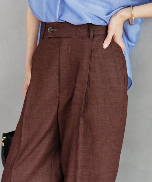 green label relaxing（グリーンレーベルリラクシング）の「［size SHORT/TALLあり］ライト リネンライク ストレート パンツ UVカット 通気性（スラックス・レディース・ダークブラウン/ネイビー/ナチュラル・38/36/SHORT/40/TALL）」の19枚目の写真