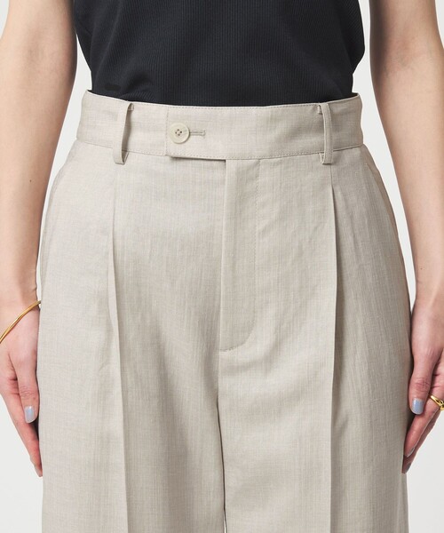 green label relaxing（グリーンレーベルリラクシング）の「［size SHORT/TALLあり］ライト リネンライク ストレート パンツ UVカット 通気性（スラックス・レディース・ダークブラウン/ネイビー/ナチュラル・38/36/SHORT/40/TALL）」の4枚目の写真
