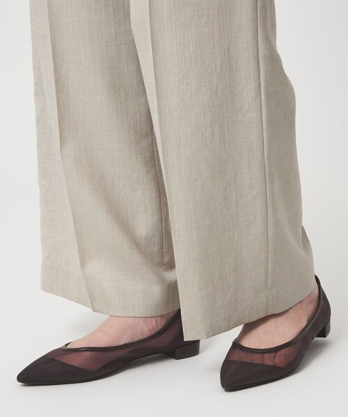 green label relaxing（グリーンレーベルリラクシング）の「［size SHORT/TALLあり］ライト リネンライク ストレート パンツ UVカット 通気性（スラックス・レディース・ダークブラウン/ネイビー/ナチュラル・38/36/SHORT/40/TALL）」の7枚目の写真