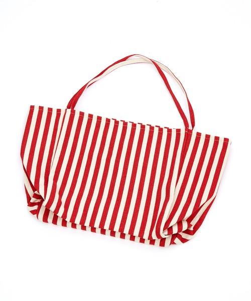 an meets zakka(アンミツザッカ)の「an meets zakka ストライプ柄ヘリンボーン織りコットンキャンバスビッグトートバッグ(トートバッグ・レディース・グリーン/ブラック/ベージュ/レッド/ブルー・ONESIZE)」の5枚目の写真