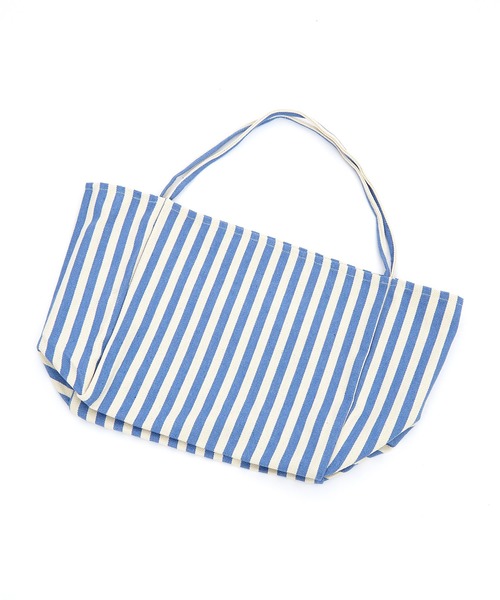 an meets zakka(アンミツザッカ)の「an meets zakka ストライプ柄ヘリンボーン織りコットンキャンバスビッグトートバッグ(トートバッグ・レディース・グリーン/ブラック/ベージュ/レッド/ブルー・ONESIZE)」の4枚目の写真
