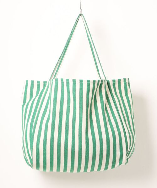 an meets zakka(アンミツザッカ)の「an meets zakka ストライプ柄ヘリンボーン織りコットンキャンバスビッグトートバッグ(トートバッグ・レディース・グリーン/ブラック/ベージュ/レッド/ブルー・ONESIZE)」の12枚目の写真