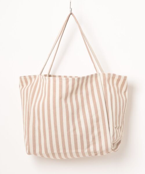 an meets zakka(アンミツザッカ)の「an meets zakka ストライプ柄ヘリンボーン織りコットンキャンバスビッグトートバッグ(トートバッグ・レディース・グリーン/ブラック/ベージュ/レッド/ブルー・ONESIZE)」の20枚目の写真