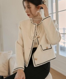 ノーカラー ショート ジャケット