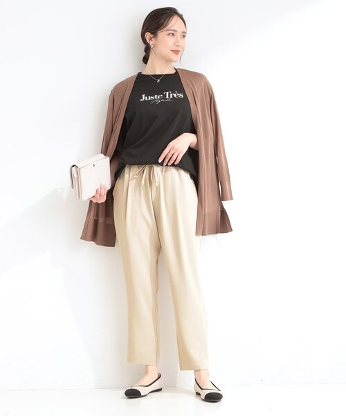 SHOO・LA・RUE(シューラルー)の「【ひんやり/UV/SS-3L/セットアップ可】さらさらぷるん イージーテーパードパンツ(その他パンツ・レディース・ブラック/ベージュ/ブルー/チャコールグレー/ライトイエロー系/モスグリーン/イエロー・10/05/04/03/02/01)」の10枚目の写真