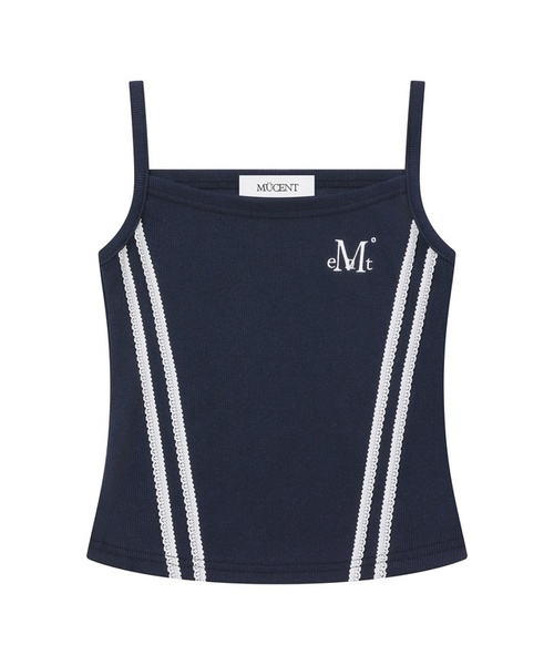 MUCENT(ムセント)の「パルスセットアップレーストラックラインスリーブレスナシ(2カラー)(Tシャツ/カットソー・レディース・ブラック/ネイビー・FREE)」の1枚目の写真