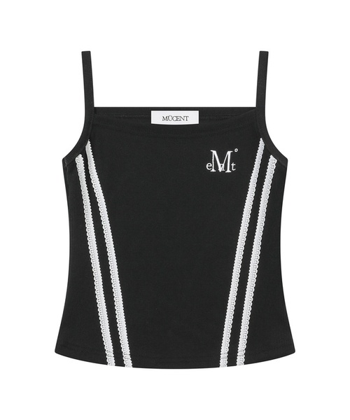 MUCENT(ムセント)の「パルスセットアップレーストラックラインスリーブレスナシ(2カラー)(Tシャツ/カットソー・レディース・ブラック/ネイビー・FREE)」の2枚目の写真