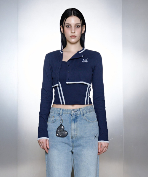 MUCENT(ムセント)の「パルスセットアップレーストラックラインスリーブレスナシ(2カラー)(Tシャツ/カットソー・レディース・ブラック/ネイビー・FREE)」の3枚目の写真