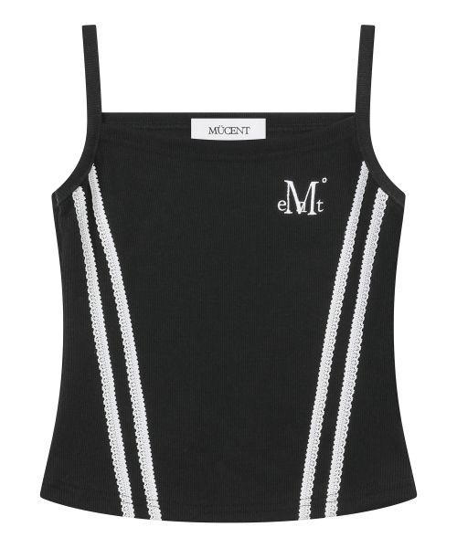 MUCENT(ムセント)の「パルスセットアップレーストラックラインスリーブレスナシ(2カラー)(Tシャツ/カットソー・レディース・ブラック/ネイビー・FREE)」の4枚目の写真