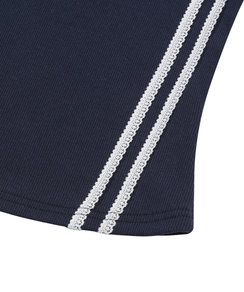 MUCENT(ムセント)の「パルスセットアップレーストラックラインスリーブレスナシ(2カラー)(Tシャツ/カットソー・レディース・ブラック/ネイビー・FREE)」の11枚目の写真
