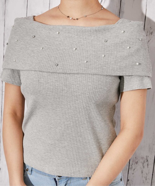 GORGE(ゴージ)の「《オフショル×パール》リブカットソー/フェミニン/春夏/全3色(Tシャツ/カットソー・レディース・ブラック/オフホワイト/グレー・F)」の19枚目の写真