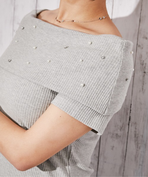 GORGE(ゴージ)の「《オフショル×パール》リブカットソー/フェミニン/春夏/全3色(Tシャツ/カットソー・レディース・ブラック/オフホワイト/グレー・F)」の21枚目の写真