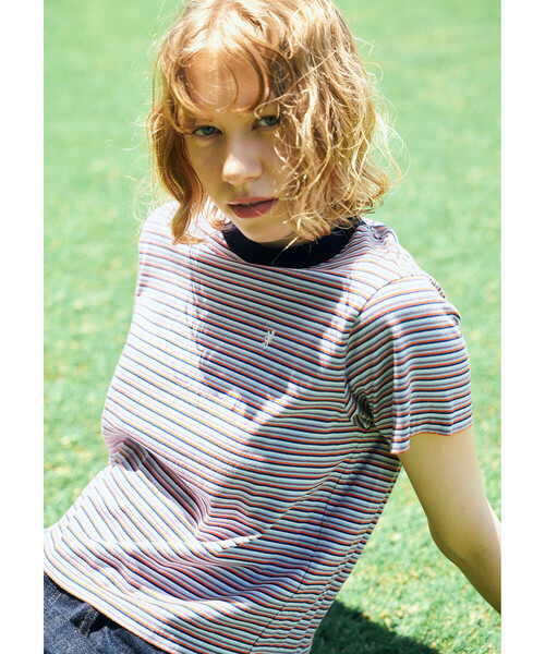 GYMPHLEX(ジムフレックス)の「Gymphlex | マルチボーダー クルーネック半袖Tシャツ WOMEN(Tシャツ/カットソー・レディース・オレンジ系その他/グリーン系その他/ブルー系その他・14/12)」の4枚目の写真