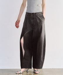 WIDE DENIM PANTS with PEARL/ワイドデニムパンツウィズパール（デニム