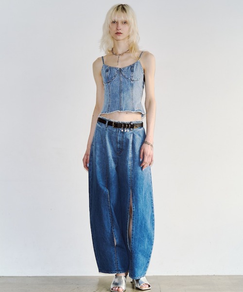 JOSE MOON（ジョゼムーン）の「WIDE LEG SLIT DENIM/ワイドレッグスリットデニム（デニムパンツ・レディース・ブラック/ブルー・36/34/38）」の20枚目の写真