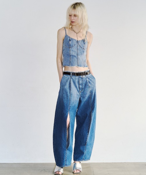 JOSE MOON（ジョゼムーン）の「WIDE LEG SLIT DENIM/ワイドレッグスリットデニム（デニムパンツ・レディース・ブラック/ブルー・36/34/38）」の21枚目の写真