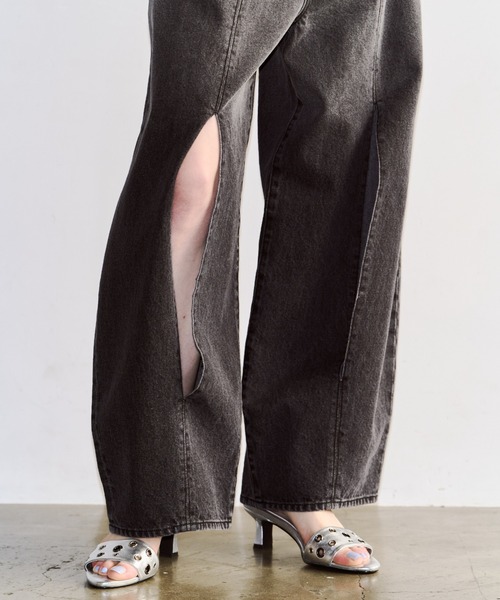 JOSE MOON（ジョゼムーン）の「WIDE LEG SLIT DENIM/ワイドレッグスリットデニム（デニムパンツ・レディース・ブラック/ブルー・36/34/38）」の14枚目の写真