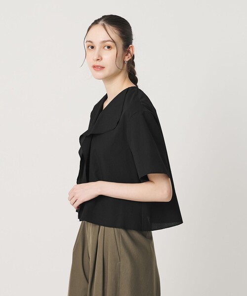 BEAUTY&YOUTH UNITED ARROWS(ビューティーアンドユースユナイテッドアローズ)の「ソリッド&ストライプ ラッフル シャツブラウス ウォッシャブル(シャツ/ブラウス・レディース・ナチュラル/ブラック/ホワイト・FREE)」の3枚目の写真