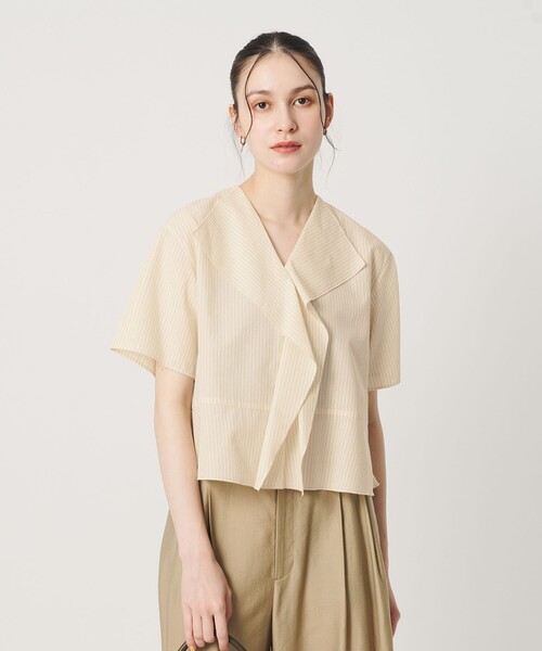 BEAUTY&YOUTH UNITED ARROWS(ビューティーアンドユースユナイテッドアローズ)の「ソリッド&ストライプ ラッフル シャツブラウス ウォッシャブル(シャツ/ブラウス・レディース・ナチュラル/ブラック/ホワイト・FREE)」の10枚目の写真