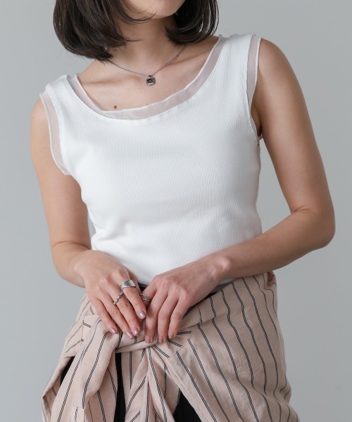 Bab(バブ)の「ベーシックシアーラインタンクトップ(タンクトップ・レディース・ブラック/グリーン/ライトグレー/ホワイト・FREE)」の5枚目の写真