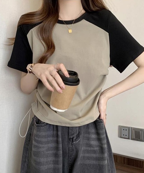 SallyLunn(サリーラン)の「配色ラグランドロストトップス(Tシャツ/カットソー・レディース・ホワイト/カーキ・MEDIUM/LARGE)」の7枚目の写真