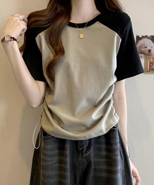 SallyLunn(サリーラン)の「配色ラグランドロストトップス(Tシャツ/カットソー・レディース・ホワイト/カーキ・MEDIUM/LARGE)」の10枚目の写真