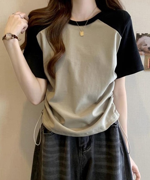 SallyLunn(サリーラン)の「配色ラグランドロストトップス(Tシャツ/カットソー・レディース・ホワイト/カーキ・MEDIUM/LARGE)」の11枚目の写真