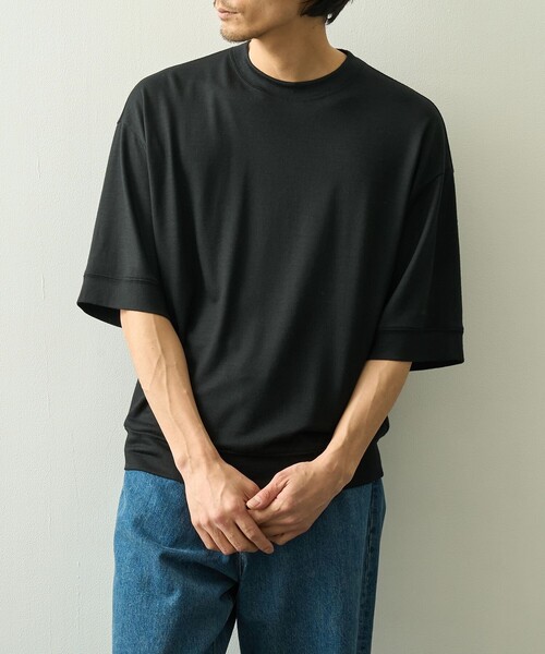WRAPINKNOT（ラッピンノット）の「【WRAPINKNOT/ラッピンノット】S/S Blousing Tops（Tシャツ/カットソー・メンズ・ブラック・3/2）」の2枚目の写真