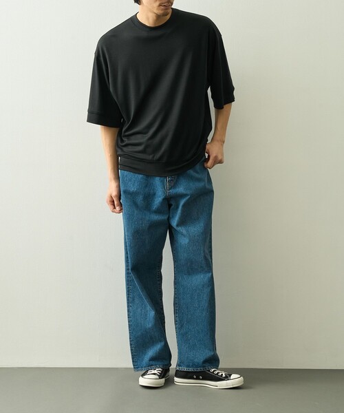 WRAPINKNOT（ラッピンノット）の「【WRAPINKNOT/ラッピンノット】S/S Blousing Tops（Tシャツ/カットソー・メンズ・ブラック・3/2）」の4枚目の写真