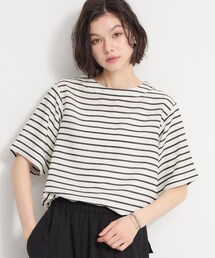THE SHOP TK  | 【M-XL/二の腕カバー】さらり麻調メッシュ5分袖ブラウス(シャツ/ブラウス)