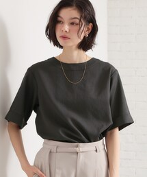 【M-XL/二の腕カバー】さらり麻調メッシュ5分袖ブラウス