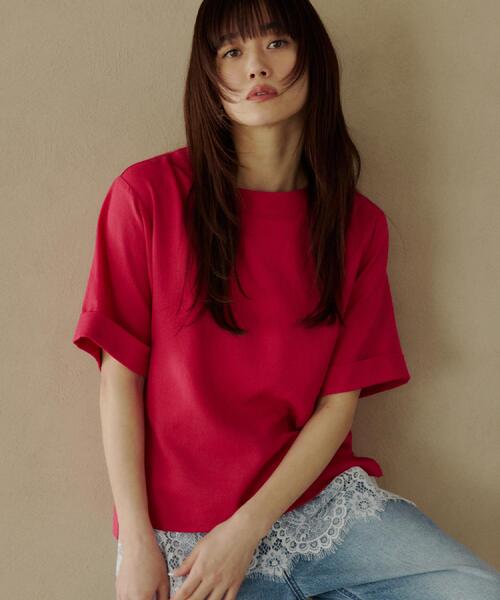 THE SHOP TK (ザ ショップ ティーケー )の「【二の腕カバーに】さらり麻調メッシュ5分袖ブラウス(シャツ/ブラウス・レディース・アイボリー系2/ブルーグリーン/ピンク系その他/ベージュ/スミクロ・13/12/14)」の13枚目の写真