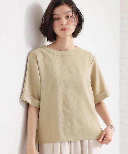 THE SHOP TK （ザ ショップ ティーケー ）の「【M-XL/二の腕カバー】さらり麻調メッシュ5分袖ブラウス（シャツ/ブラウス・レディース・アイボリー系2/ブルーグリーン/ピンク系その他/ベージュ/スミクロ・13/12/14）」の20枚目の写真