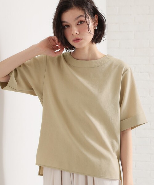 THE SHOP TK （ザ ショップ ティーケー ）の「【M-XL/二の腕カバー】さらり麻調メッシュ5分袖ブラウス（シャツ/ブラウス・レディース・アイボリー系2/ブルーグリーン/ピンク系その他/ベージュ/スミクロ・13/12/14）」の21枚目の写真