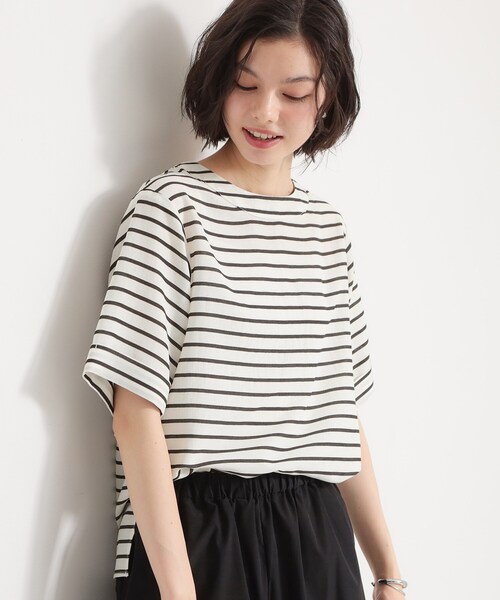 THE SHOP TK (ザ ショップ ティーケー )の「【二の腕カバーに】さらり麻調メッシュ5分袖ブラウス(シャツ/ブラウス・レディース・アイボリー系2/ブルーグリーン/ピンク系その他/ベージュ/スミクロ・13/12/14)」の18枚目の写真