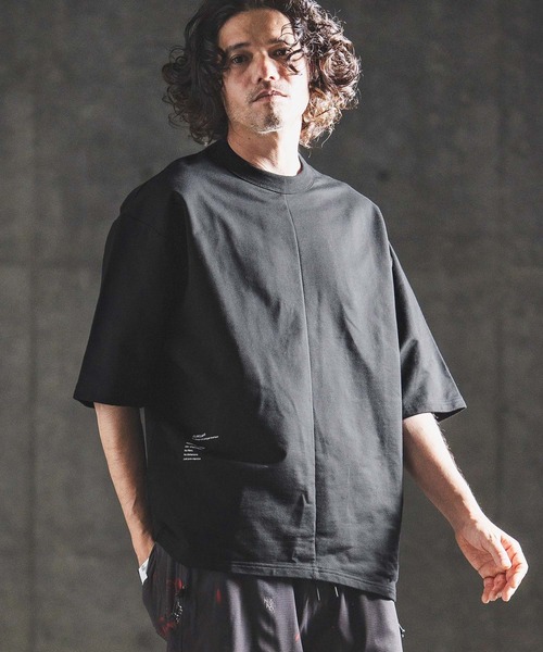 GLIMCLAP（グリムクラップ）の「mt10459- Lightweight French Terry T-shirt オーバーサイズTシャツ(202-055-gls-cg)（Tシャツ/カットソー・メンズ・ホワイト/ブラック・S/M/L）」の9枚目の写真
